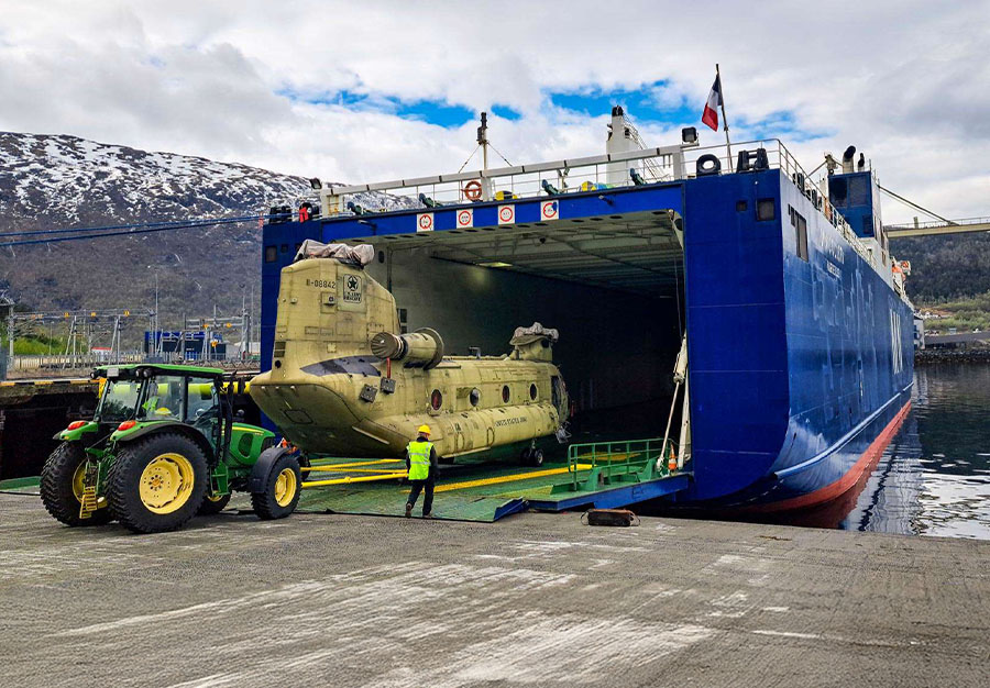 Unloading cargo for the USTRANSCOM PORTS Contract.