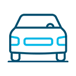 Icon for vehicle shipping depicting a simplified car design.