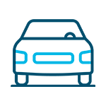Icon for vehicle shipping depicting a simplified car design.
