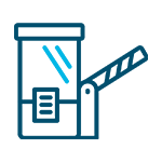 Icon for cross border services depicting a simplified toll gate.