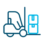 Icon symbolizing warehousing services with a simplified forklift.