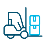 Icon symbolizing warehousing services with a simplified forklift.