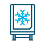 Icon depicting Temperature Controlled Reefer services with a simplified design of a truck containing a snowflake.