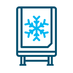 Icon depicting Temperature Controlled Reefer services with a simplified design of a truck containing a snowflake.