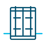 Icon for shipping container services depicting a simplified shipping container.