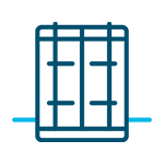 Icon for shipping container services depicting a simplified shipping container.