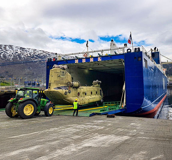 Unloading cargo for the USTRANSCOM PORTS Contract.