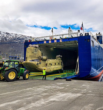 Unloading cargo for the USTRANSCOM PORTS Contract.