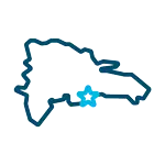 Icon for services to the Dominican Republic depicting a simple outline of the country.